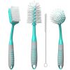 Dish Brush Set of 4 with Bottle Water Brush Dish Scrub Brush Scrubber Brush and Straw Brush Mint Color Kitchen Brushes Ergonomic Non Slip Long Handle