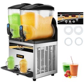 VEVOR Margarita Machine, 15Lx2 Tank Commercial Slushy Machine, Slushie Machine 1000W, Commercial Margarita Maker, Smoothie Frozen Drink Maker for Supe