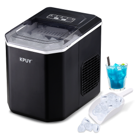 Small portable ice making machine LED display self-cleaning 26 lbs / 24h fast refrigeration, thick foam layer long-acting ice storage, bullets round i