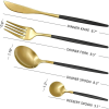 24-Piece Flatware Set, Gold Flatware Set for 6 , Black and Gold Flatware, Stainless Steel Knife Fork Spoon, Home Dinnerware Tableware Set for 6, Cutle