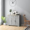 Sideboard Buffet Cabinet with 3 Storage Drawers, Kitchen Cabinet Coffee Bar Cabinet with Adjustable Shelf for Living Room, Gray