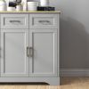 Sideboard Buffet Cabinet with 3 Storage Drawers, Kitchen Cabinet Coffee Bar Cabinet with Adjustable Shelf for Living Room, Gray