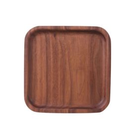 Kitchen Utensils Rectangular Serving Tray Wood Plate Tea Dishes (Color: As pic show, size: 13x13 cm)