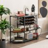 3-Tier Wine Bar Cabinet with Storage Shelves