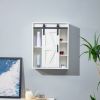 Wood wall-mounted storage cabinet, 5-layer toilet bathroom storage cabinet, multifunctional cabinet with adjustable door