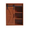 Wood wall-mounted storage cabinet, 5-layer toilet bathroom storage cabinet, multifunctional cabinet with adjustable door