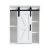 Wood wall-mounted storage cabinet, 5-layer toilet bathroom storage cabinet, multifunctional cabinet with adjustable door