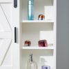 Wood wall-mounted storage cabinet, 5-layer toilet bathroom storage cabinet, multifunctional cabinet with adjustable door