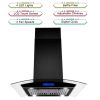 36 inch Stainless Steel Island Mount Range Hood 900CFM Tempered Glass w/LED Lights